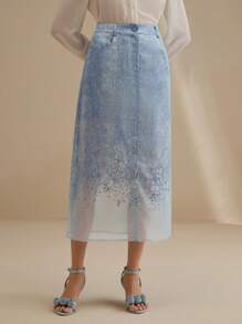 Anewsta Nouveau design élégant et Top de gamme floral brûlé bleu pour le printemps/été - Bleu azur - Voir 4