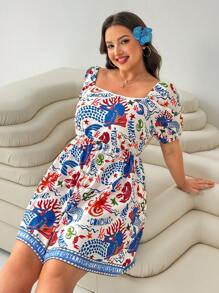 SHEIN EZwear Combinaison courte imprimée minimaliste grande taille, printemps/été - Multicolore - Voir 7