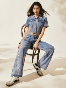 Easelle Jeans de mezclilla llanos para mujer, de moda para el verano - Azul - Ver 7