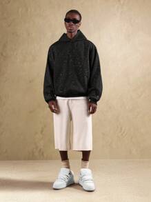 SUMWON Sudadera tipo capucha oversize con estampado de galaxia celestial, patrón de estrellas en toda la prenda, tejido grueso para uso casual de invierno y streetwear