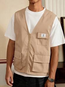 SWAVVY Loose Fit Men's Flap Pocket Vest Jacket (Without Tee), Fall, Winter