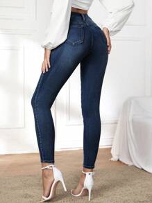 EMERY ROSE Casual Washed Slim Fit Denim Pants - Dark Wash - View 2