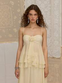 SHEIN MOD Women Apricot Color Cami Top, Bohemian Style Top - Apricot - View 3