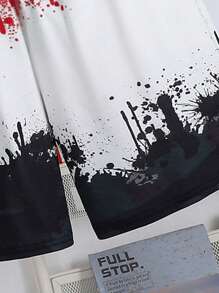 SHEIN Tween Boys Loose Street Style Short Sleeve Shorts Set Summer Clothes Short Sets For Teen Boys Drippy Outfits Sets For Teen Boy Boys Drippy Clothes Boys Korean Fashion Teen Boy Summer Outfits - Red - View 5