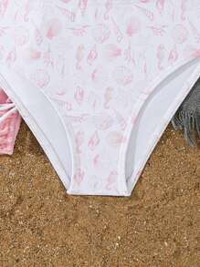 3pcs/Set Tween Girls Printed Tankini Swimsuit Young Girls Sets Girl Summer Sets Summer Girls Sets Teen Girl Summer Sets Summer Clothes Set - Pink - View 4