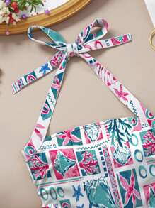 INAWLY Parte superior de tirantes estampada totalmente para mujer, casual y de vacaciones - Multicolor - Ver 3