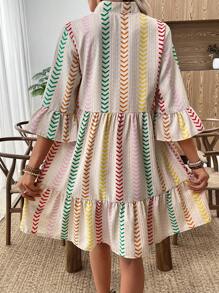 SHEIN LUNE Women Elegant V-Neck Layered Short Dress - Multicolor - View 2