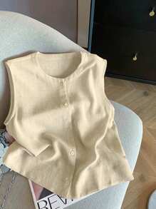 SHEIN Blusa sin mangas de unicolor, moda para el verano