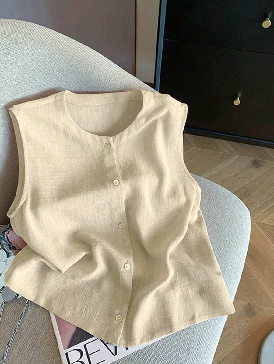 SHEIN Blusa sin mangas de unicolor, moda para el verano