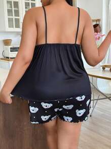 Conjunto de camiseta y pantalón corto de pijama con estampado de koalas en tallas grandes