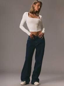 MUSERA Low Waist Contrast Stitch Jeans Sexy Y2k Spring Vacation Party Summer Concert Thanksgiving Chic