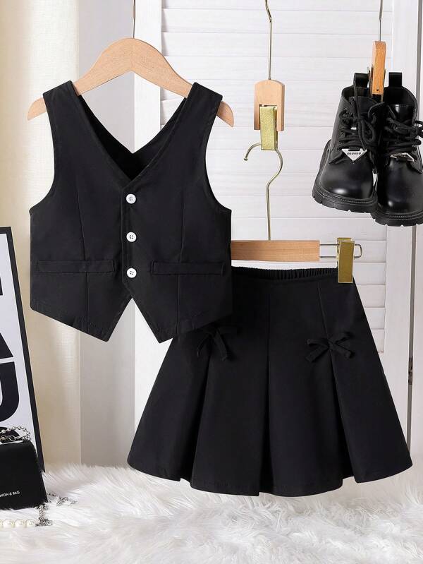 Conjunto de camisola e minissaia casual de verão para meninas