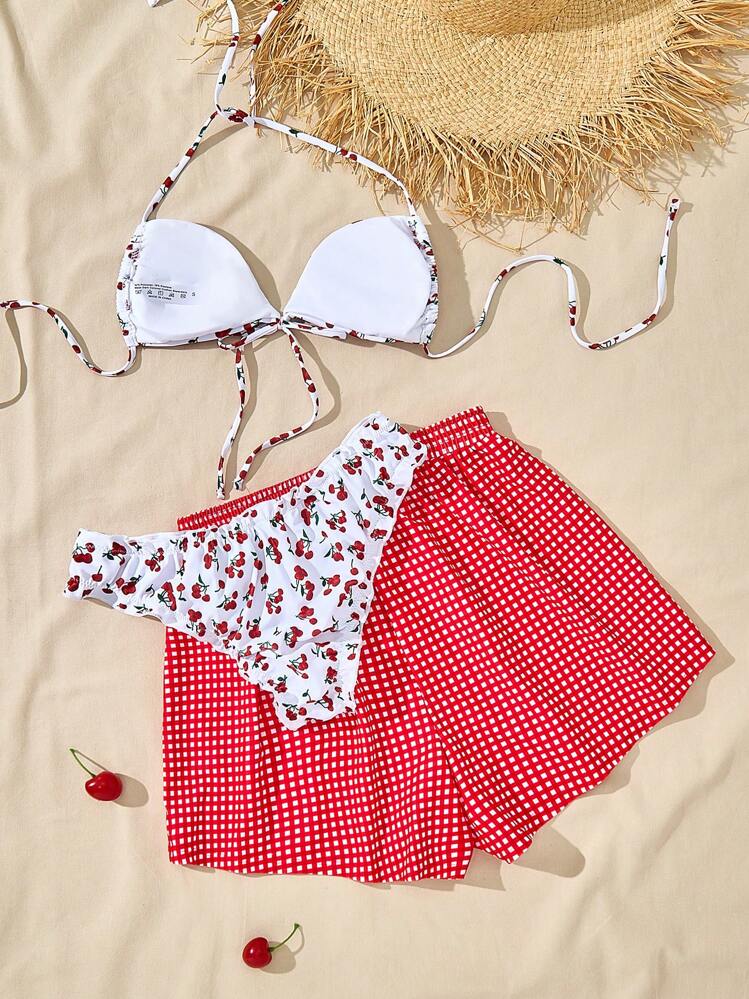 新款性感樱桃印花比基尼泳装套装，时尚欧美热销女士夏季沙滩泳装 - 彩色 - 查看 2