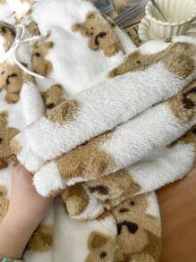 SHEIN EZwear بنطلون مستقيم ذو خصر مشدود بطباعة الدبب المنفر للنساء