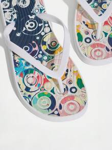 Grefit Women's Fashionable Black Thong Sandals - Multicolor - View 5