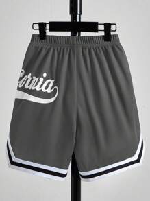 SHEIN 男童宽松针织图案短裤 - 灰色 - 查看 2