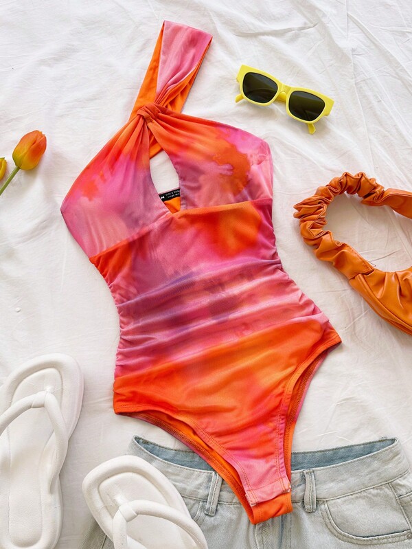 Soleia Combinaison moulante au style vacances, sexy, teinte tie dye et épaule dénudée, convient pour les femmes. Idéale pour les festivals de musique, les vacances bohèmes, les sorties et l'après-midi thé