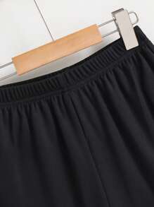 SHEIN 2 件套青少年男童休闲百搭舒适街头风格字母印花宽松短袖针织 T 恤和短裤套装，适合学校、花园、海滩、生日派对、春季、夏季、秋季、冬季 - 淺藍色 - 查看 8