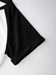 INAWLY 2 pezzi/set di maglietta e pantaloncini casual estivi color block per donna