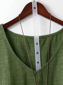 Linhara Plus Size Women V-Neck T-Shirt, Comfortable Casual Commuting Going Out Tops For Vacation, Party & Summer - Green - View 5