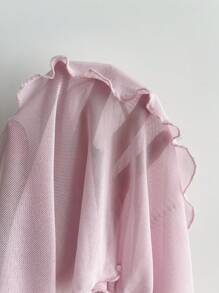 Sweetra Camiseta asimétrica con volantes sexy al estilo Y2K