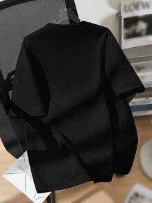 SHEIN Tween Boys' Casual Plain Round Neck Short Sleeve T-Shirt, Suitable For Summer - Black - View 2