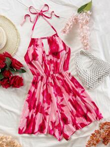 Soleia 女士花卉印花镂空设计度假吊带连体衣 - 彩色 - 查看 1