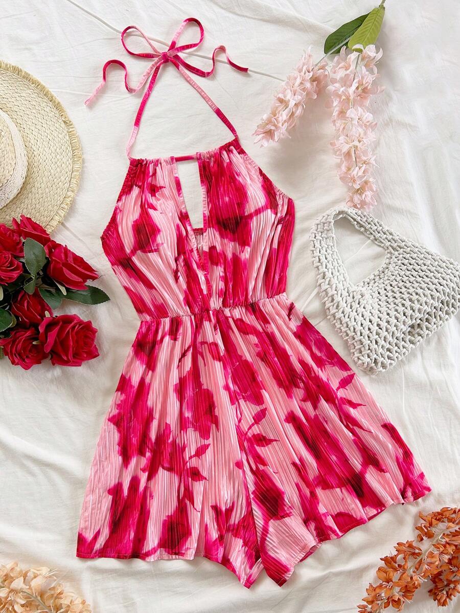 Soleia 女士花卉印花镂空设计度假吊带连体衣 - 彩色 - 查看 1