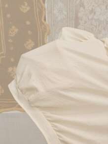 SHEIN MOD Women Exaggerated Short Puff Sleeve Deconstructed Blouse, Cottagecore, Bohemian Top - Apricot - View 8