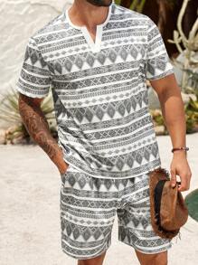 Manfinity RSRT Conjunto de Camiseta de Manga Curta e Shorts em Plus Size para Homens