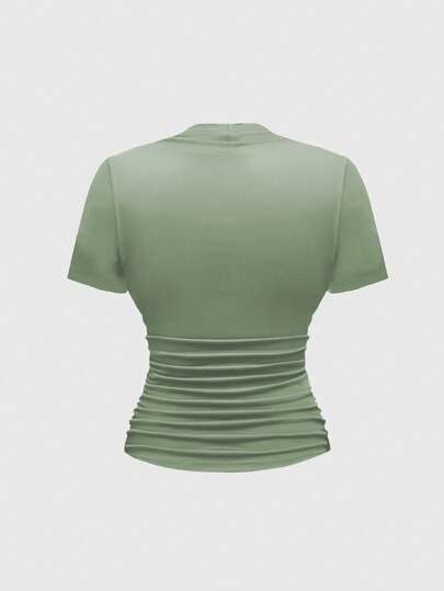 Goth Camiseta elástica de cuello cuadrado negro de unicolor con colgante cruzado gótico para mujer, estilo vintage palaciego de verano