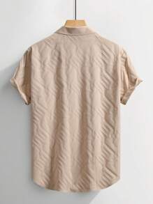 Manfinity Homme Men's Casual Short Sleeve Geometric Pattern Shirt - Khaki - View 7