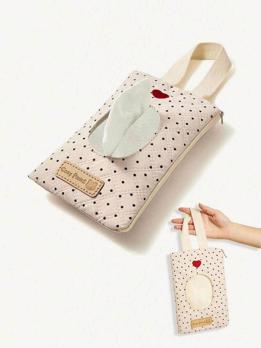 Cozy Pixies Bolsa de almacenamiento con forma de corazón para bebé, bolsa de pañales para guardar pañales, toallitas húmedas y pañuelos cuando se sale - Beis - Ver 1