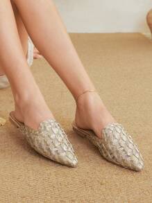 Styleloop Women's Flat Shoes, Minimalist & Practical, Versatile Bohemian Style For Vacation - Gold - View 5