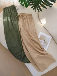 SHEIN Cosyjoi Quần ống đứng cơ bản vải nhăn họa tiết thường ngày cỡ lớn - Nhiều màu - Xem 4