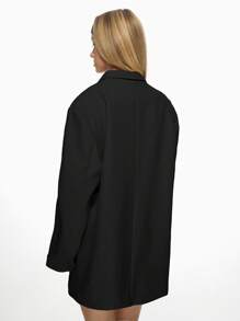 MISSGUIDED Oversized Structured Fashion Blazer Winter Blazer Fall Business Professional Smart Office Wear Statement Formal Jacket - Black - View 2
