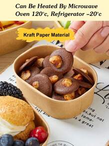 10pcs/20pcs/30pcs Disposable Snacks & Nuts Packaging Box, Kraft Paper Packing Box With PET Cover, Sturdy And, Restaurant Dedicated Packing Box, Student And Adult Lunch Box, Fruit Platter Packaging Box, Outdoor Picnic Packing Box