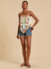 Travachic Camiseta asimétrica con estampado floral y de loro para mujer, ideal para verano, vacaciones, playa, primavera y verano, Pascua, vacaciones, playa para mujer, vacaciones de primavera, vacaciones de mujer, conciertos de mujer, BOHO, bohemia, festivales de música, ropa de mujer para vacaciones tropicales