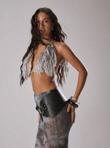 MUSERA Tassel Frill Triangle Tie Bralet Top Spring, Summer, Holiday, Vacation, Ibiza, Festival, Rave, Cool Girl, Shipwrecked