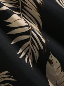 SHEIN Leap Crew 青少年男孩海滩椰子树印花夏威夷衬衫，舒适时尚休闲百搭柔软面料，适合日常穿着、上学、旅行、户外运动、度假、春夏季 - 彩色 - 查看 5