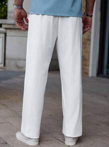 Manfinity Homme Men's Solid Color Fashion White Pants, Suitable For Summer - Beige - View 2