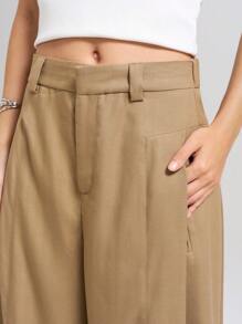 Ontre Pantalones de traje de color liso para mujer, de moda para el verano