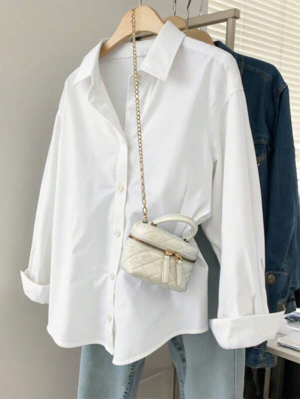 INAWLY Women's Casual Loose Fit Long Sleeve Shirt, Minimalist And Versatile For Daily Wear