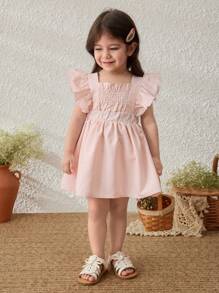 Blossori Vestido con volantes de manga para bebé niña con estampado floral y rayas - Multicolor - Ver 1
