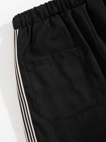 SHEIN Tween Boys Casual Sporty Comfortable Fashion Minimalist Versatile Soft Fabric Suitable For Daily Wear, School, Travel, Outdoor Sports, Spring/Summer - Black - View 7