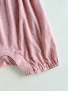 Loomiva Pelele de punto de unicolor con cuello redondo, volantes y sin mangas para bebé niña - Rosa - Ver 5
