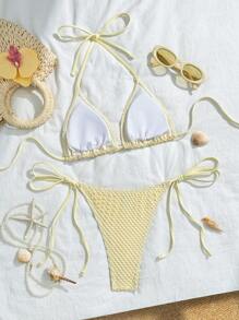 Swim Mod 2025 新款夏季女式两件套比基尼套装，带海洋贝壳、海马、珍珠吊坠的沙滩泳衣，网眼面料，性感波西米亚风格沙滩度假泳装