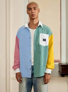 SWAVVY 1 pièce Veste chemise en velours côtelé style vintage avec col contrasté, style décontracté Y2K, idéal pour la rentrée scolaire, l'automne et Halloween
