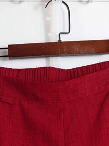 Linhara Plus Size Women's Summer Linen Casual Shorts, Elastic Waist Round Hem Side Slit Chinese Knot Decor Button Shorts