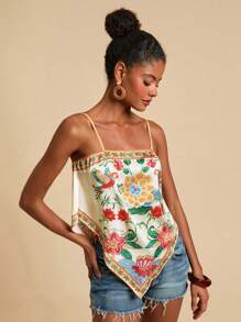 Travachic Camiseta asimétrica con estampado floral y de loro para mujer, ideal para verano, vacaciones, playa, primavera y verano, Pascua, vacaciones, playa para mujer, vacaciones de primavera, vacaciones de mujer, conciertos de mujer, BOHO, bohemia, festivales de música, ropa de mujer para vacaciones tropicales